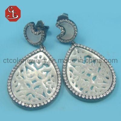 Water Drop Earring Hollow Shell Pearl Earrings Fashion MOP Jewelry