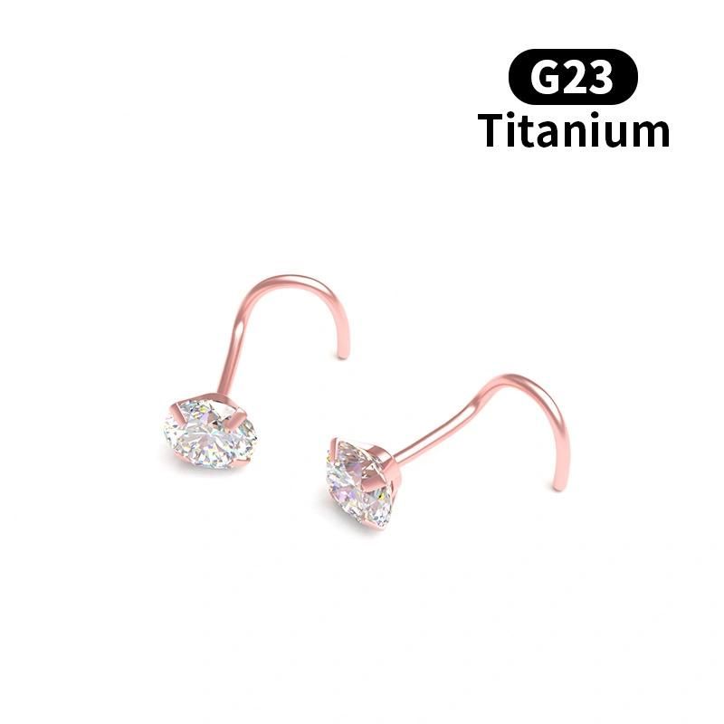 20g Titanium 1.5mm 2mm 2.5mm 3mm 3.5mm 4mm Round Diamond CZ Nose Screw Studs Rings Piercing Jewelry