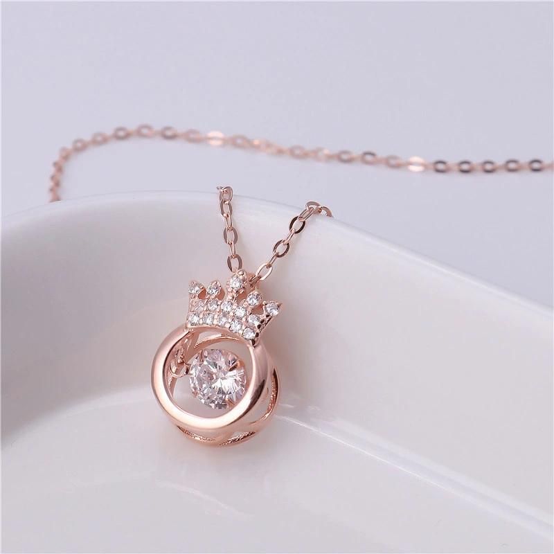 Fashion Copper Set Zircon Bright Crystal Crown Necklace