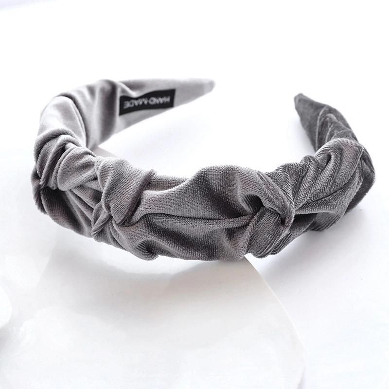 Fashion Jewelry Hair Accessories New Velvet Custom Fabric Cheap Scrunchies Pleated Headband