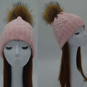 Fashion Winter Turban Hat Fur Ball Crochet Beanies
