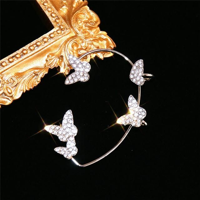 Silver Plated Metal Fashion Butterfly Clips Earrings Wedding Party Jewellery