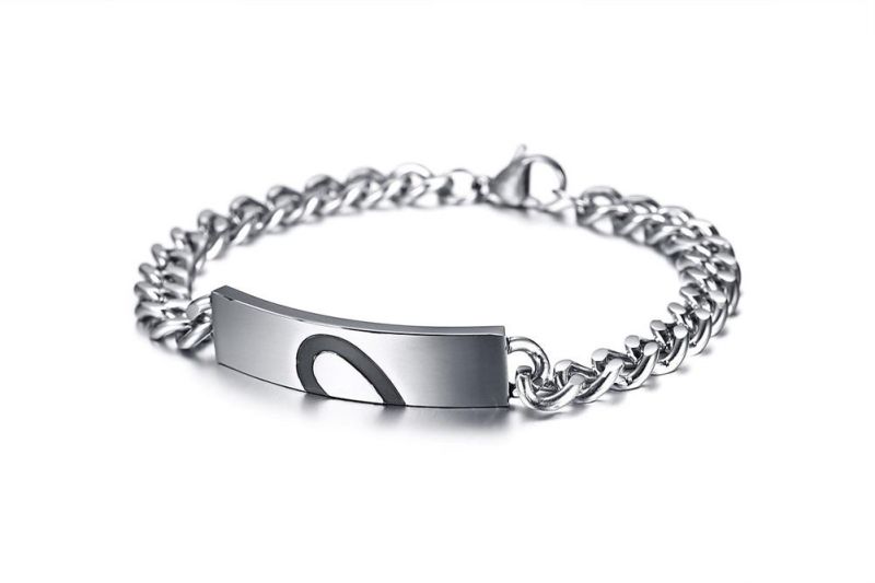 Custom Heart Crystal Love Fashion Stainless Steel Bracelet for Couple