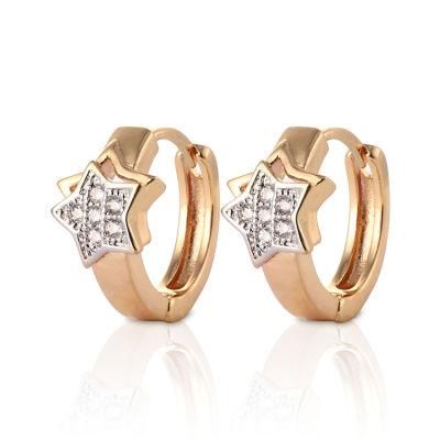 Fashion Jewelry 18K Gold Plated Silver Alloy CZ Stud Drop Hoop Huggie Earrings with Crystal for Women