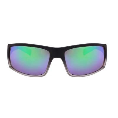 2019 Black Transparent Clear Sports Sunglasses with Green Mirror