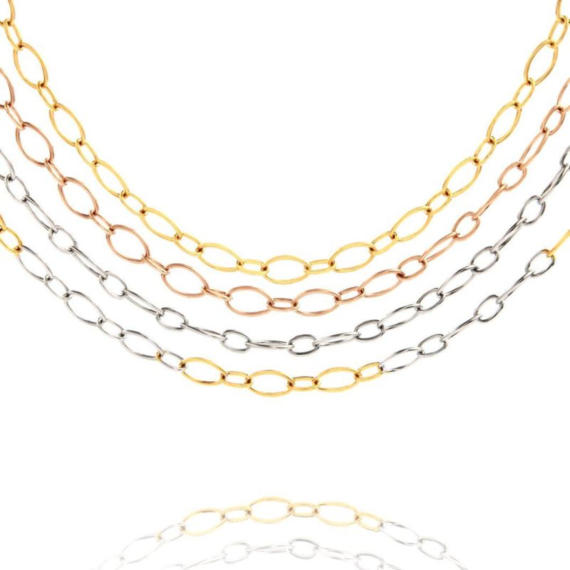 Wholesale Fashion Jewelry Accessories Gold Plated Oval Cable Chain Necklace Jewellery