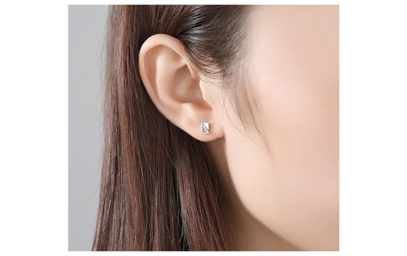 Mini CZ Setting Stone CNC Earrings Silver Ring Studs