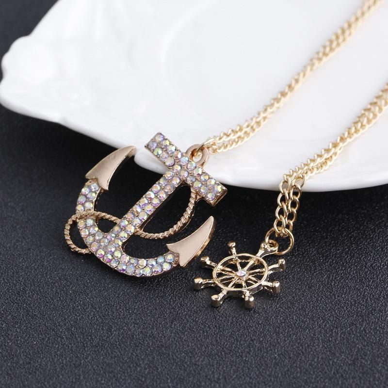 Fashion Anchor Cargo Navy Necklace Double Sweater Chain Necklace