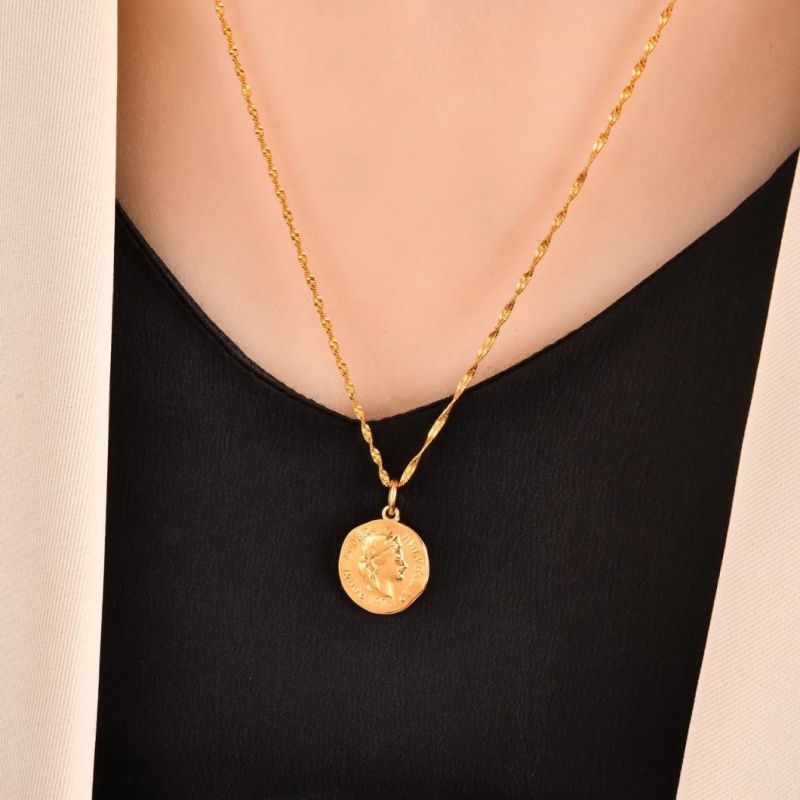 Gold Plated Different Length Necklace Jewelry Set with Pendants for Women