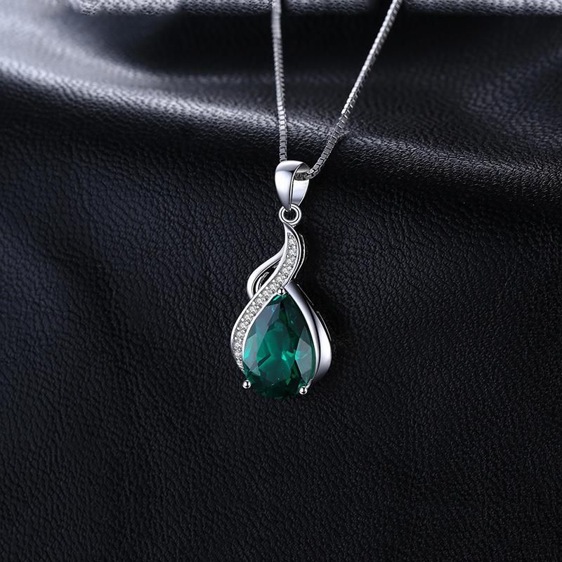 Imitation Wholesale Pearl Created Emerald Necklace Pendant 925 Sterling Silver Jewelry