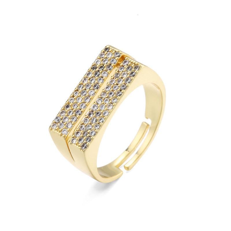 Fashion Geometry Double Row Color Zirconia Open Ring