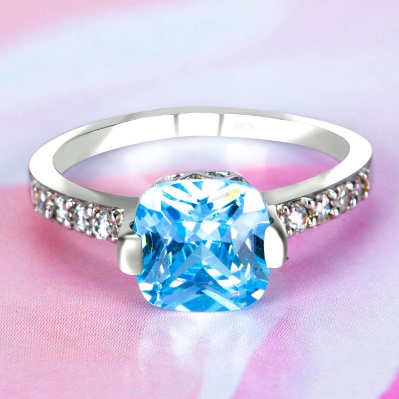 Chinese Fancy 925 Sterling Silver Sky Blue CZ Earrings Ladies Jewellery Sets
