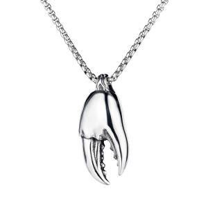 Stainless Steel Crab Claw Pendant Necklace
