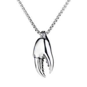 Stainless Steel Crab Claw Pendant Necklace