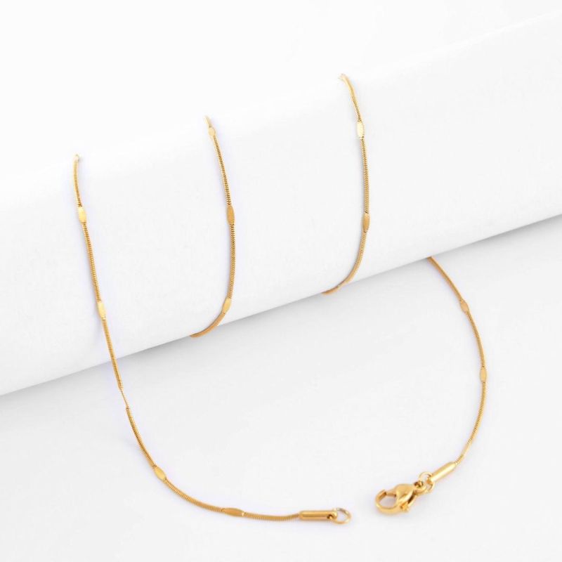 Hot Sale Necklace Craft Design Stainless Steel Gold Plated Fashion Necklaces Chain Bangle Jewelry Round Snake with Embossed