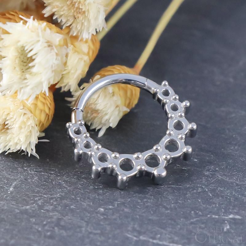 Eternal Metal ASTM F136 Titanium Holes and Salient Points Hinged Segment Hoop Rings Jewelry Piercing