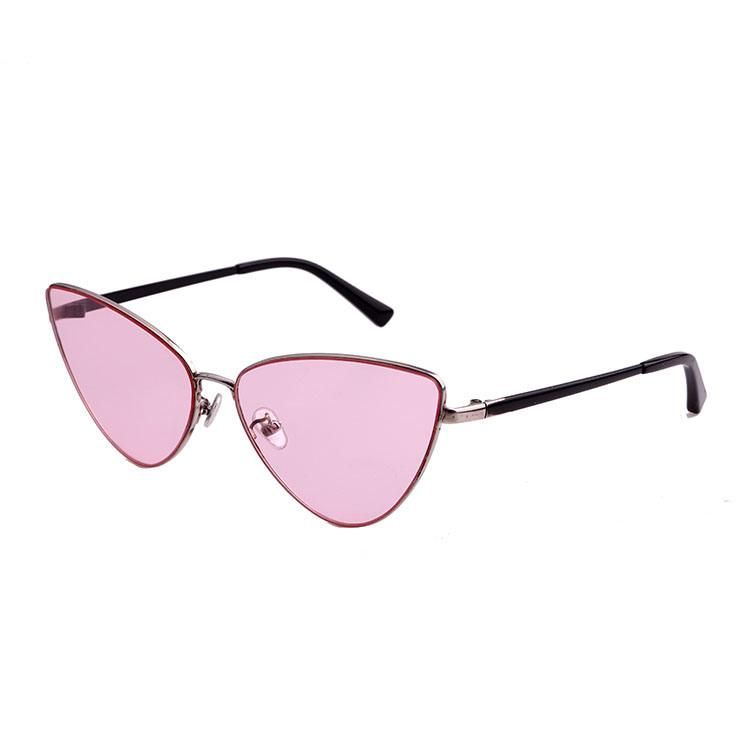 2019 Designer Cat Eye Pink Lens Metal Sunglasses