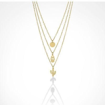 Fashion Hip Hop Multi-Layer Gold Plated Necklace