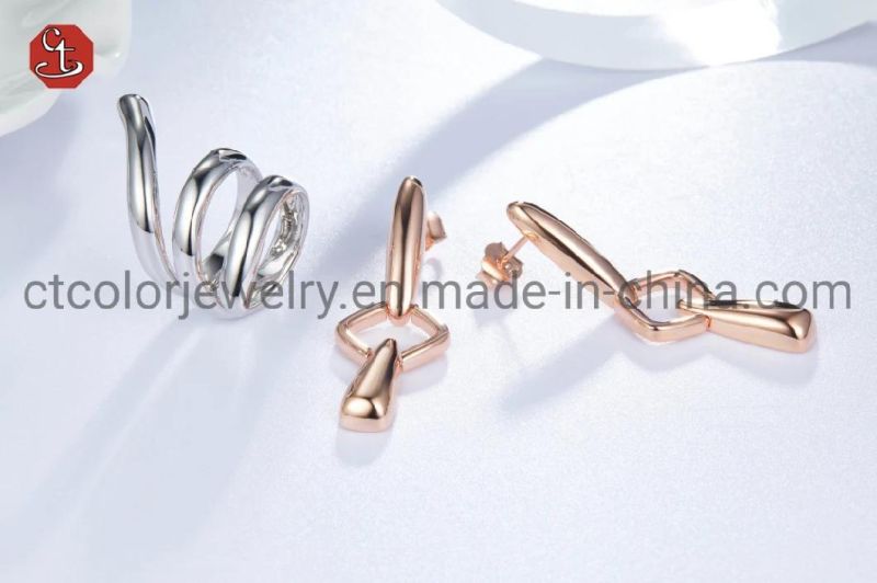 Fashion 925 Sterling Silver Jewelry Minimalist Rose Gold Plated Earring