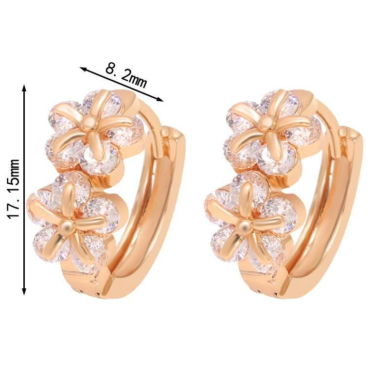 Wholesale 18K Gold Trendy Colorful Zircon Double Flower Earrings