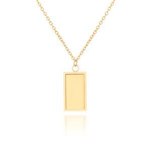 Simple Stainless Steel Women Elegant Rectangle Pendant Necklace Jewelry for Party or Daily