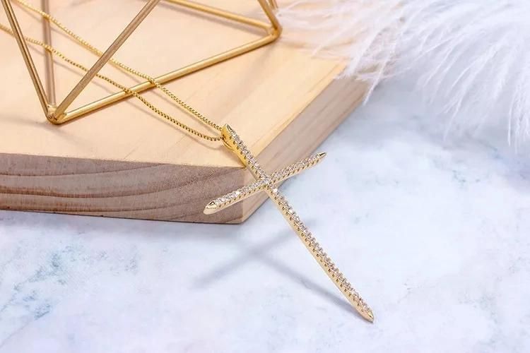 18K Gold Plated Cross Pendant Necklace for Women
