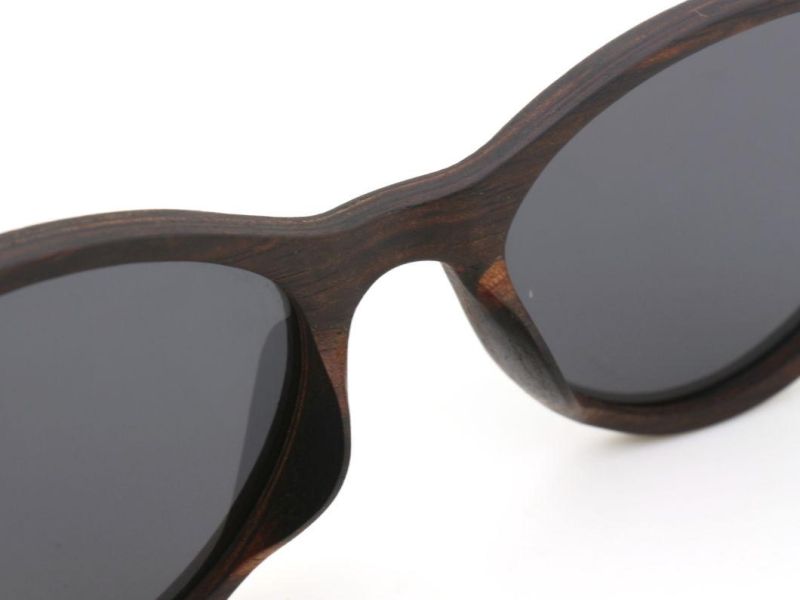 Newest Ready Goods Cat Eye Polarized Women Ebony Wooden Sunglasses