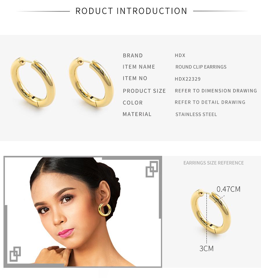 Women′s Fashion Gold Clip Round Earrings