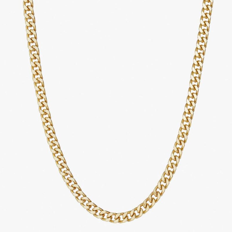 Factory Wholesale Fashion Jewelry Exaggerated Punk Style Simple Temperament Necklace Stainless Steel Plated 18K Gold Rough Grinding Chain Necklace Female