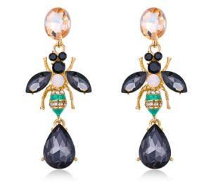 Hot Sale New Design High Quality Elegant Silver/Gold Delicate Rhinestone Crystal Earrings Insect Bee Honey Jewelry