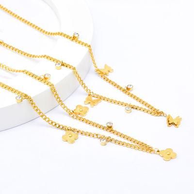 Luxury Classic Fashion Design 18K Zircon Clover Flower Pendant Necklace Women&prime;s Jewelry