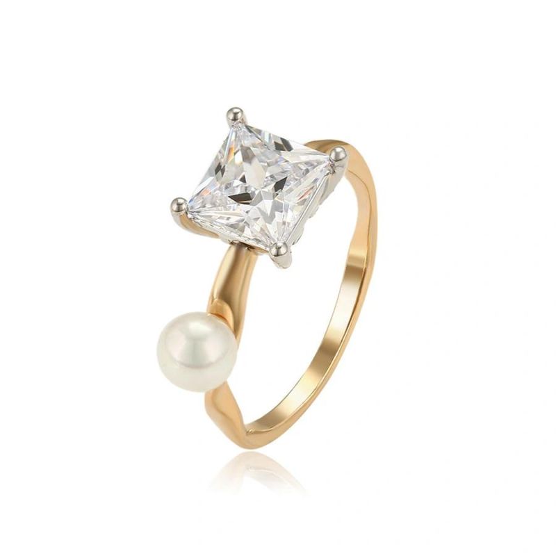 Elegant and Charming Temperament Big Diamond Pearl Multi-Color Couple Wedding Ring