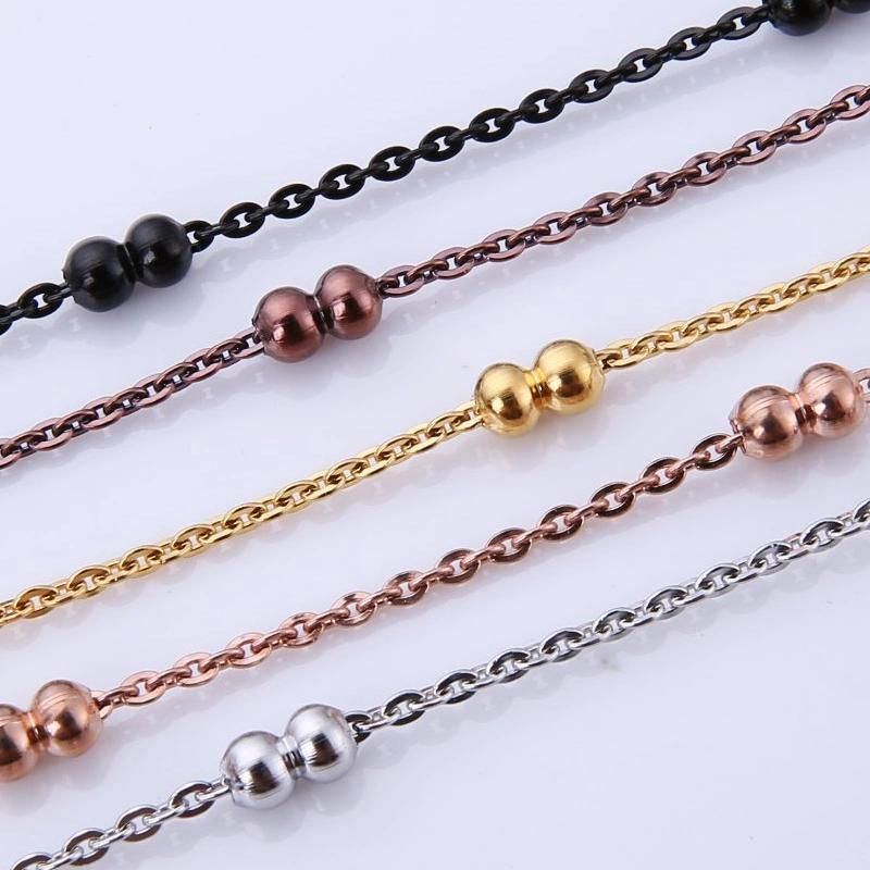 Stainless Steel Jewelry Flat Cable Chain with Double Beads