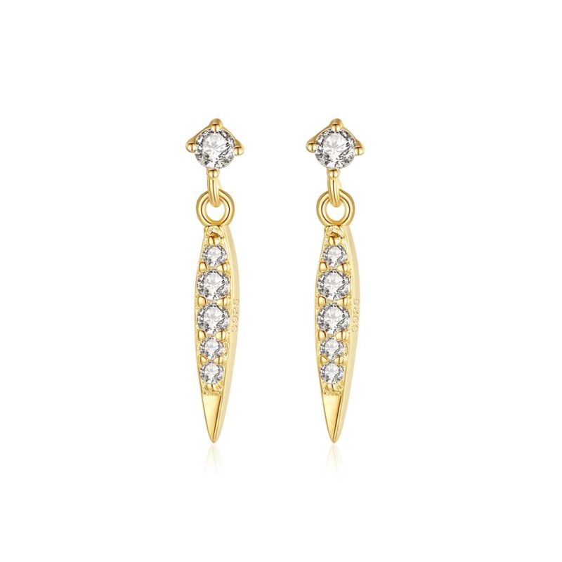 14K Gold Plated CZ Earrings with Pearl Crystal for Women