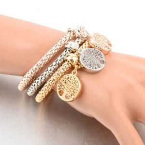 Rhinestones Gold Color Tree of Life Charm Bracelet
