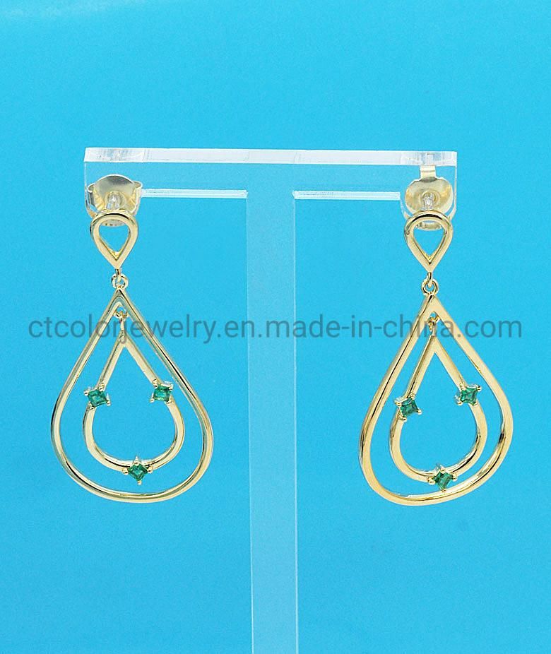 Fashion Jewelry 18K Gold Rose Nickel Free Plated Cubic Zirconia Earrings for Women