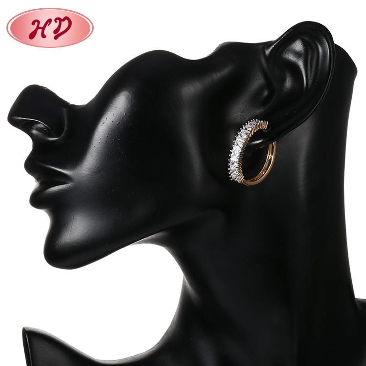 Fashion Costume Jewelry Women 14K 18K Gold Plated Imitation Huggie Hoop Earring with CZ Pearl