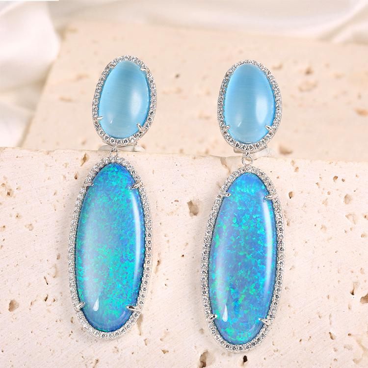 Fashion Jewelry New Arrival Big Charm Gem Fashion Accessories Factory Wholesale Trendy Women 925 Silver New Style Beauty Luxury Earrings