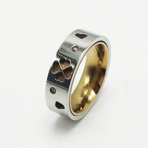 Fashion Women Stainless Steel Silver Wedding Ring Flower Jewelry