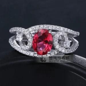 Solitaire Jewelry Lady Ruby Gemstones 925 Silver Wedding Ring
