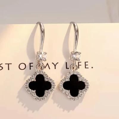 High Quality Four Leaf Clover Earrings Statement Crystal Lucky Earrings Jewelry Luxury Classic