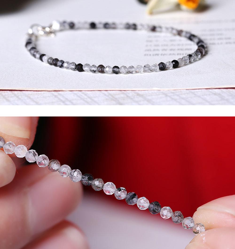 Fashion Jewelry 925 Silver Natural Black Crystals Beads Bracelet Wholesale.