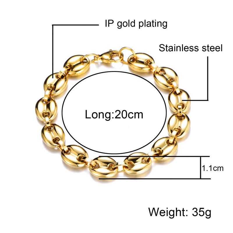 Stainless Steel Coffee-Bean Neck Chain or Bracelet Custom Available