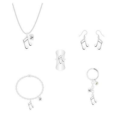 Top Fashion High Quality Silver Literary Music Note Jewelry Set