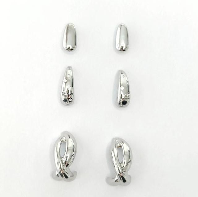 3 Pairs Multiple Alloy Earrings with Cross Knot Stud for Women Accessories and Bijoux