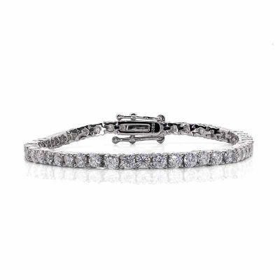 Fashion Costume Jewelry Silver Jewelry Diamond Moissanite Tennis Bracelet with Buckle Women