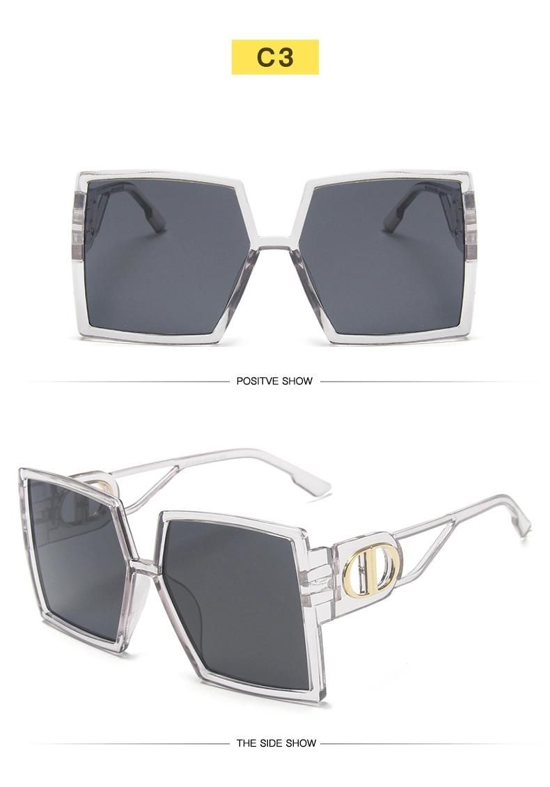 Large Frame Sunglasses with Hollow Temples and Bright Black Cross-Border Aliexpress Glasses