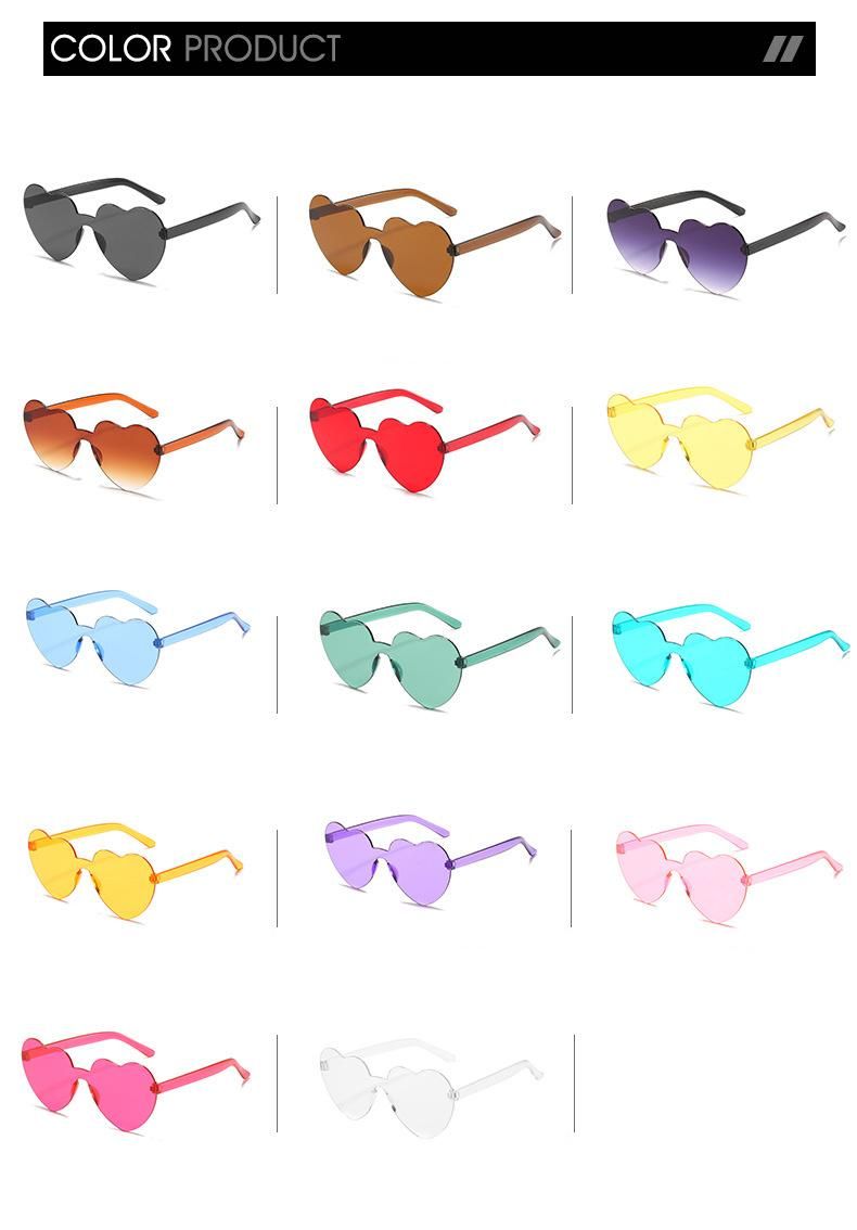 Sunglasses Candy Colors Lenses Heart Shape Rimless Sun Glasses
