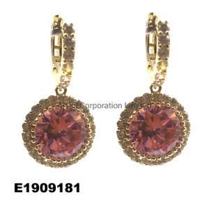 Silver Earring High Quality Fashion Jewelry with Pink Stone