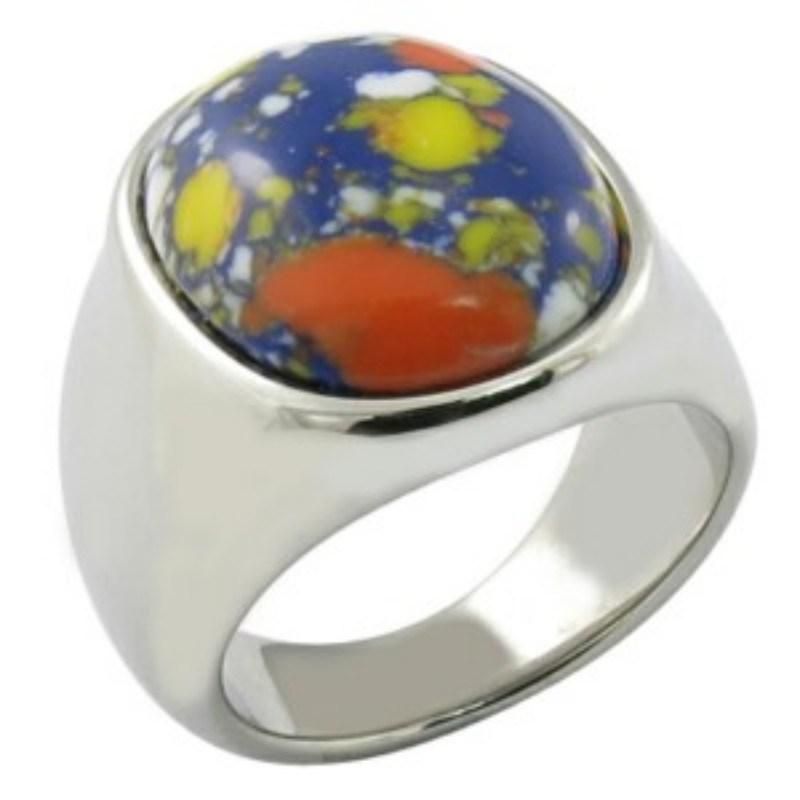 Natural Gemstone Rings Stainless Steel Jewelry Ring